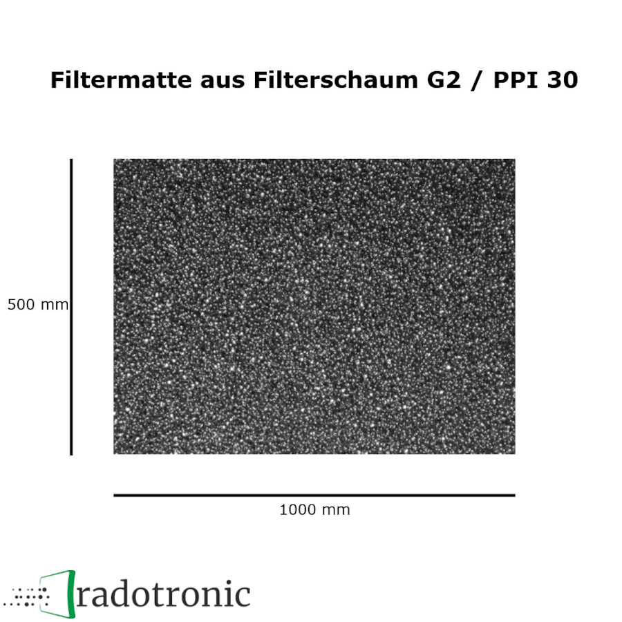 Filtermatte aus Filterschaum G2 / PPI 30 (0,5 x 1 m)