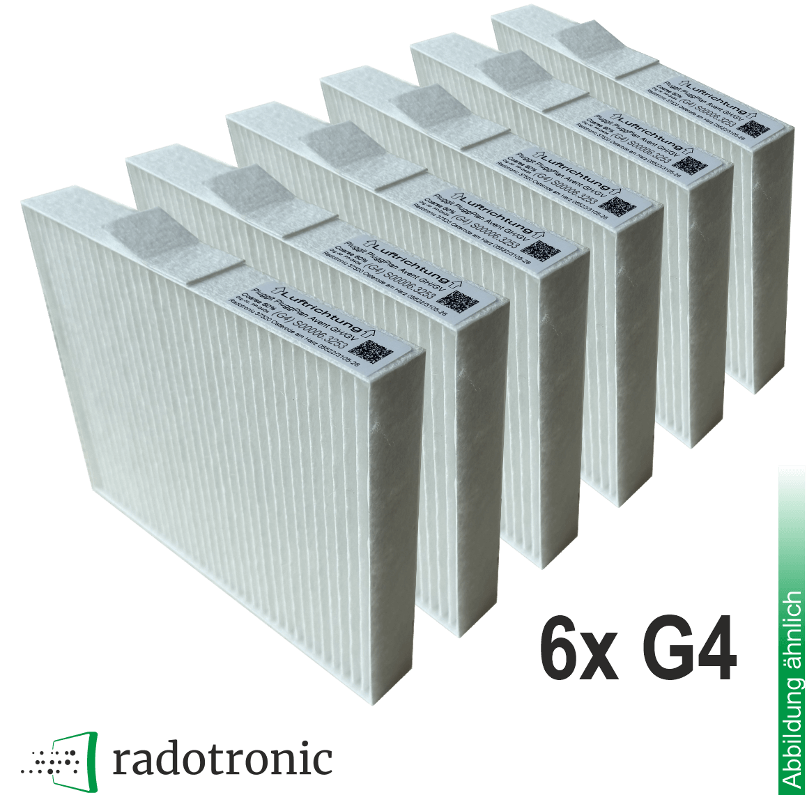 6x Ersatzfilter / Basisfilterset Pluggit PluggPlan PP-G4G4-1 ISO Coarse 65% (6 Stck. G4)